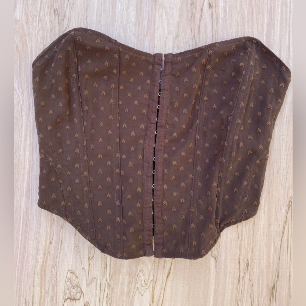 NWOT Kendall & Kylie Brown Corset Top